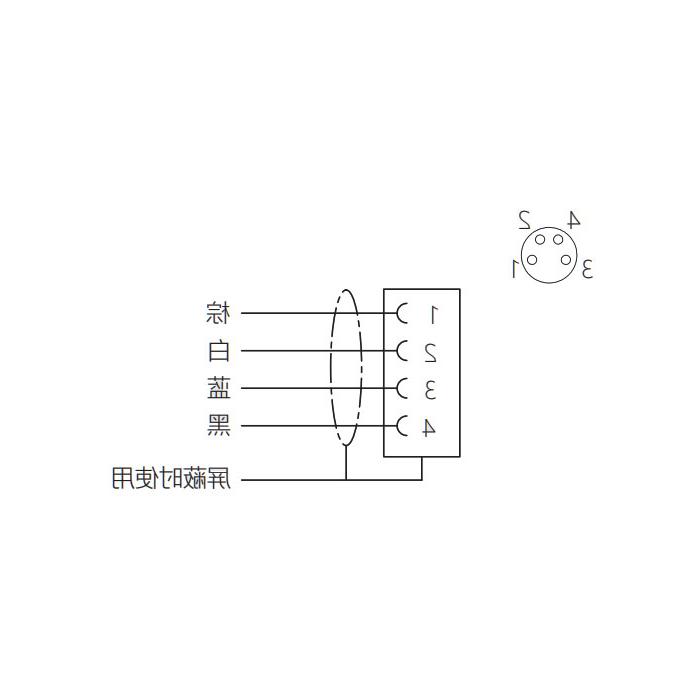 M8 4Pin、母头直型、法兰插座、板后安装、63SA41-XXX